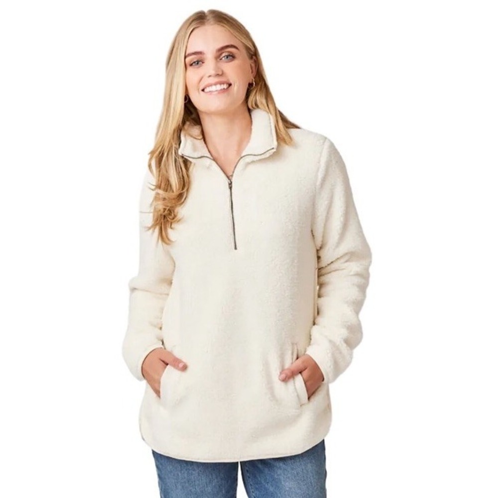 Carve Designs Women Size Medium Westport 1/4 Zip Tunic Sweater Birch